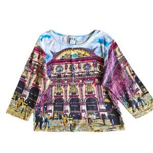 Vintage Y2K Italian Theme 90's Graphic 100% Cotton Top Size L